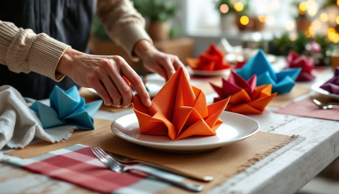 pliage serviette papier nouvel an