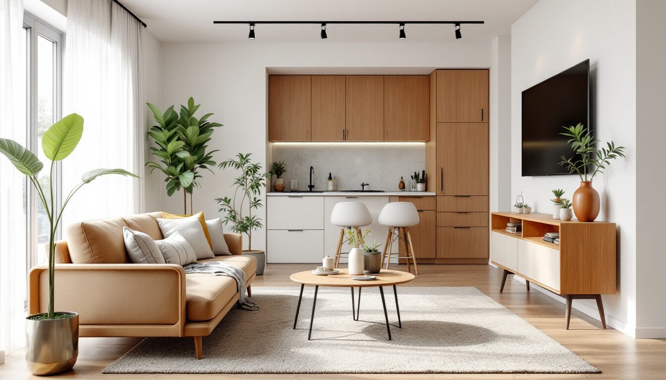 amenager petit salon avec cuisine ouverte