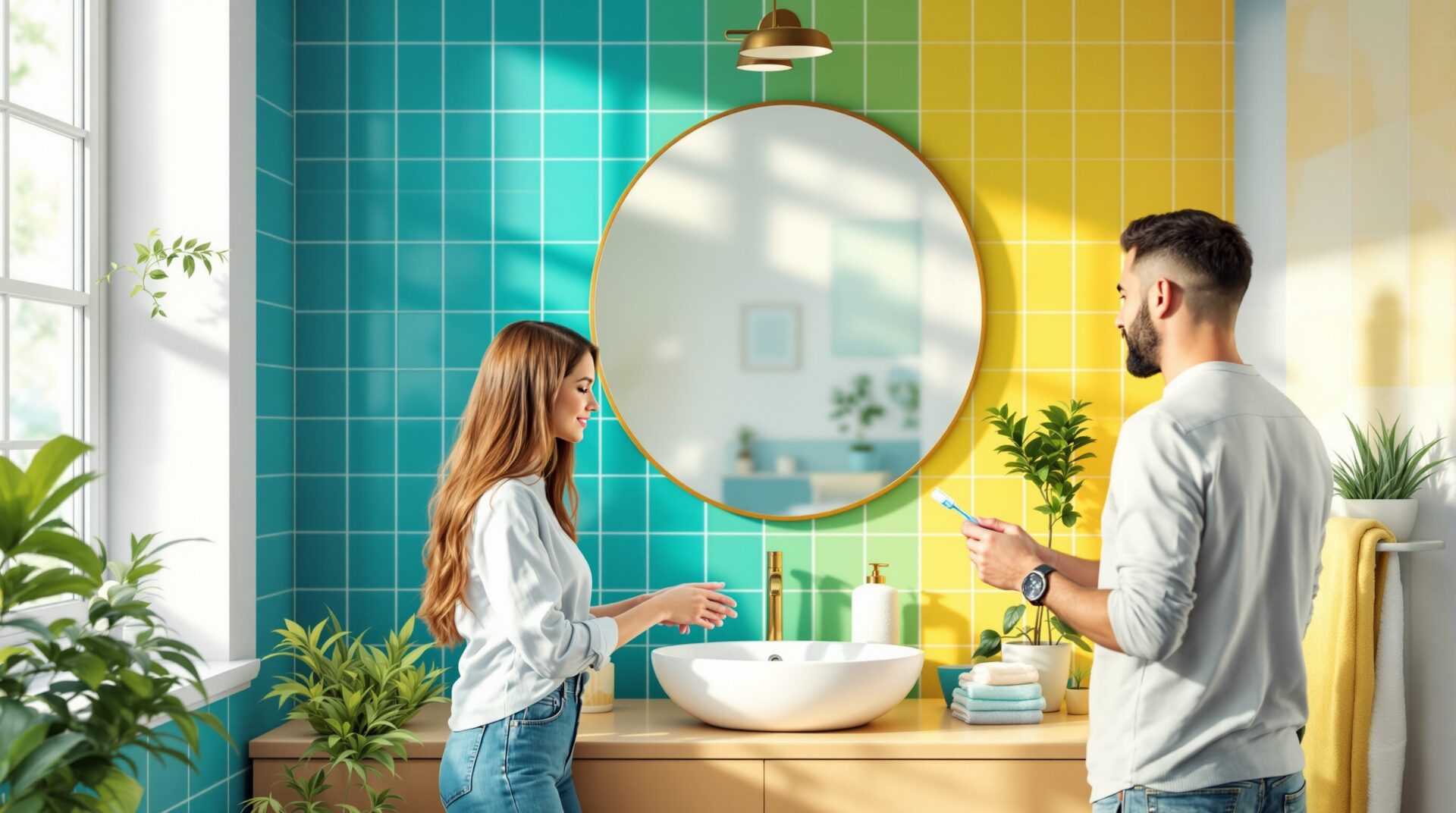 salle de bain coloré