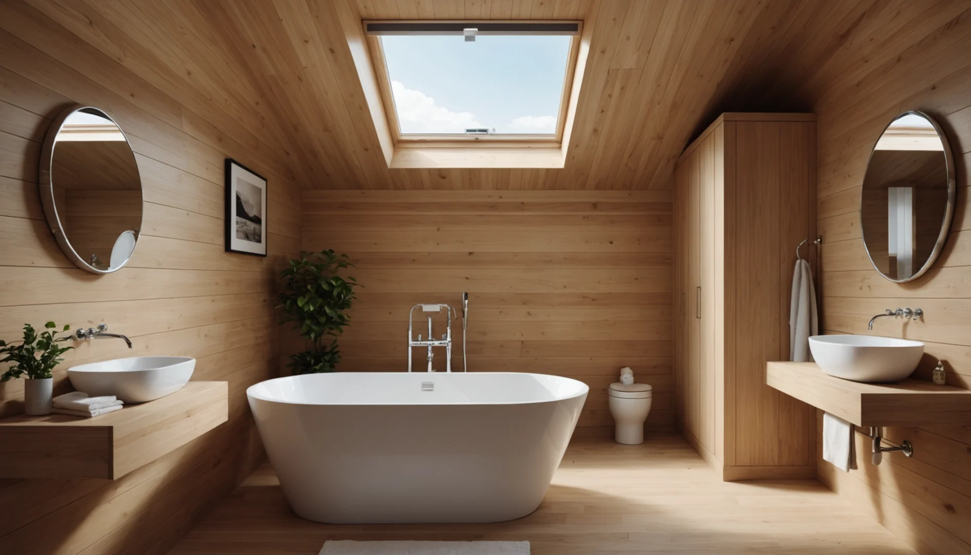 idées pour salle de bain avec pente de toit