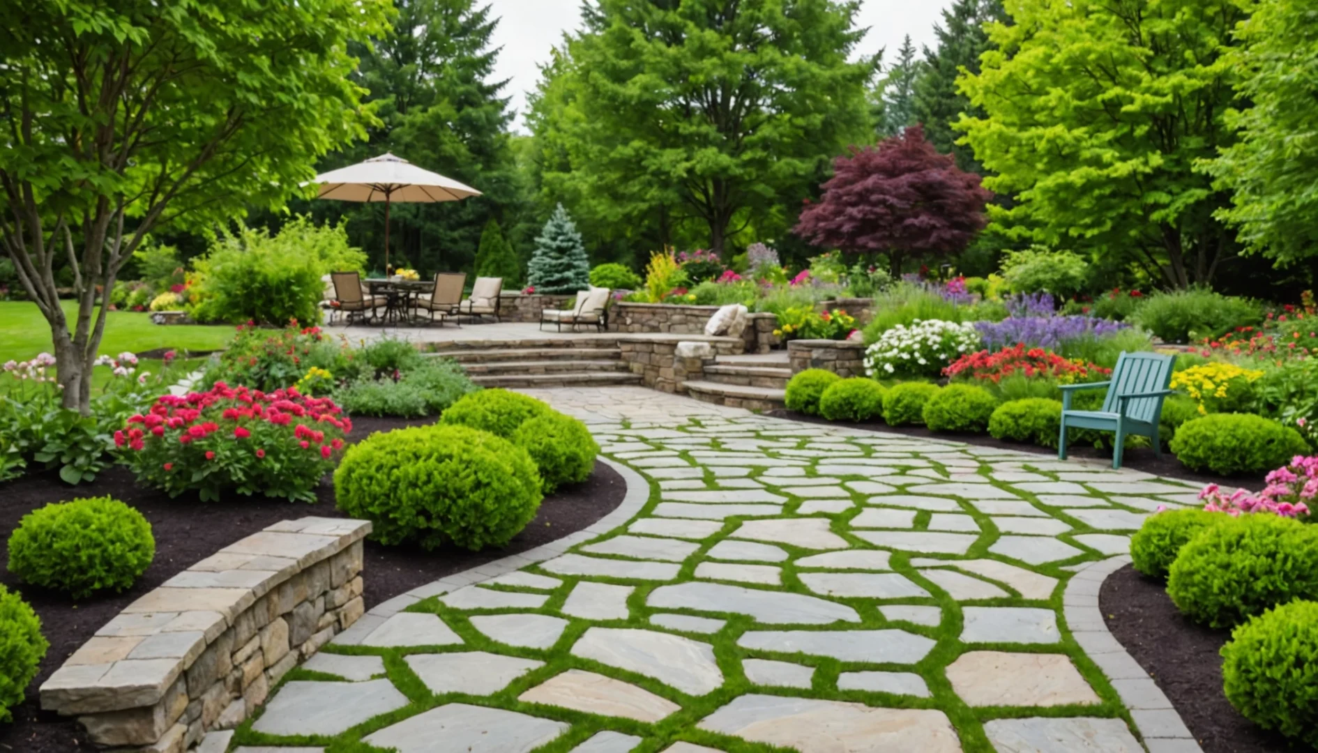 jardin à deux niveaux