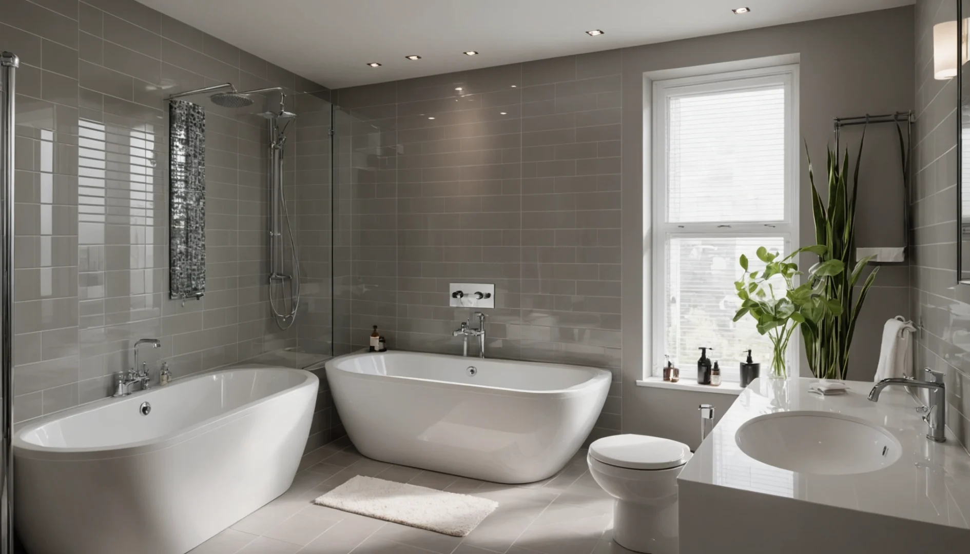 petite salle de bain avec douche et baignoire