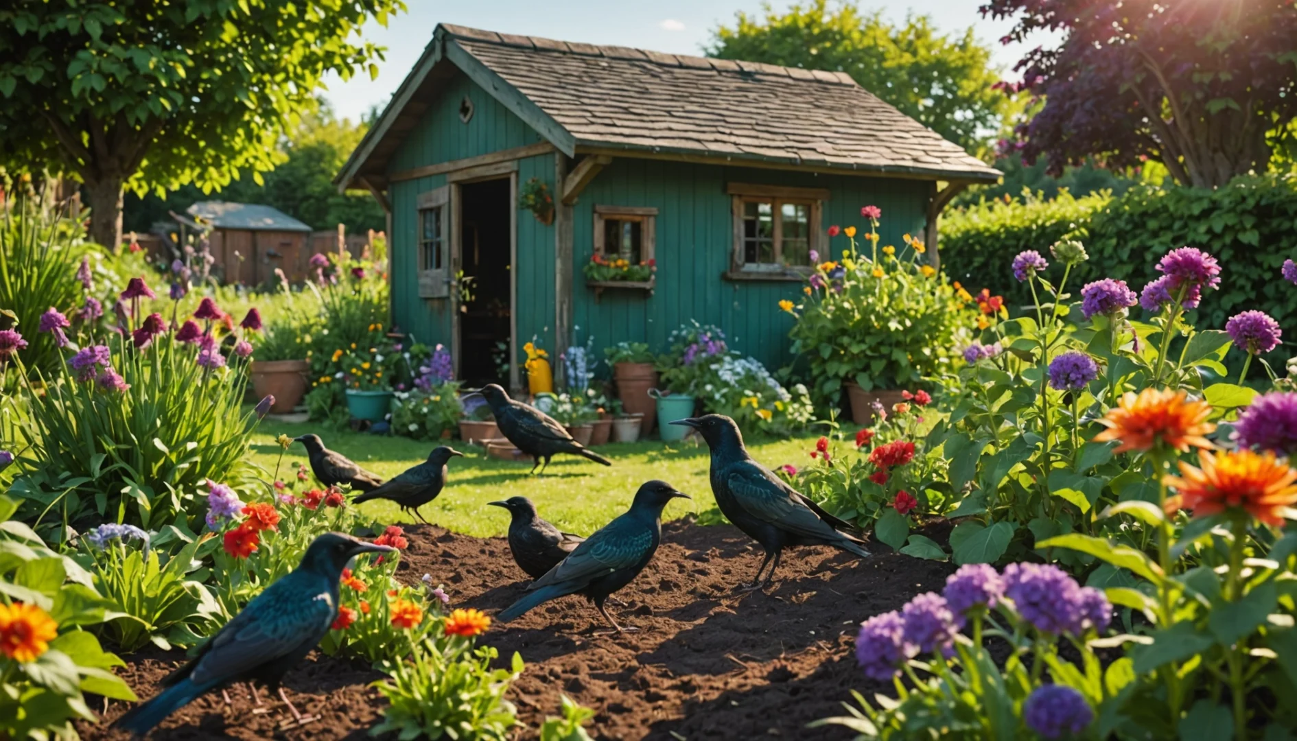 etourneau dans le jardin