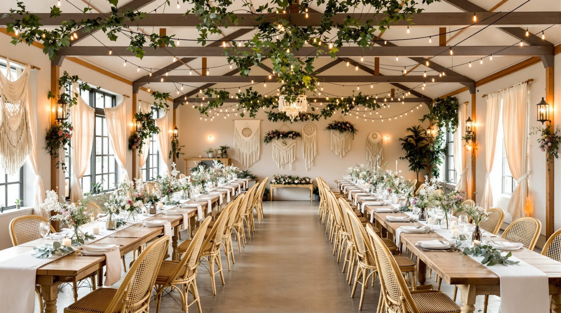 decoration salle mariage boheme chic