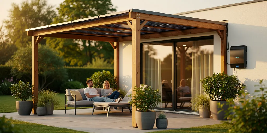 Pergola solaire en bois : l'astuce pour chauffer sa maison grâce à sa terrasse