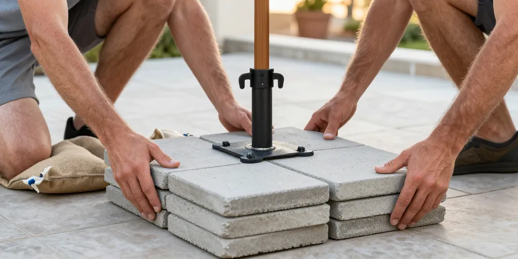 avec quoi lester un pied de parasol