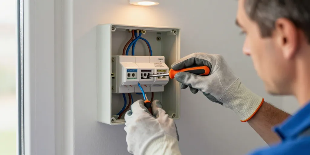 branchement fil bleu et marron