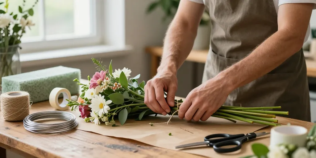Les matériaux discrets qui façonnent le quotidien des fleuristes en atelier