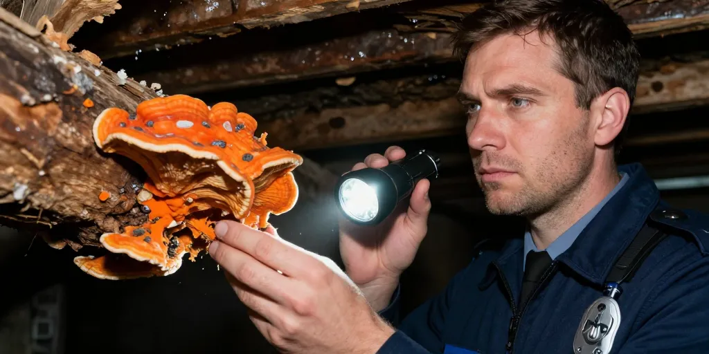 champignon orange sur bois mort
